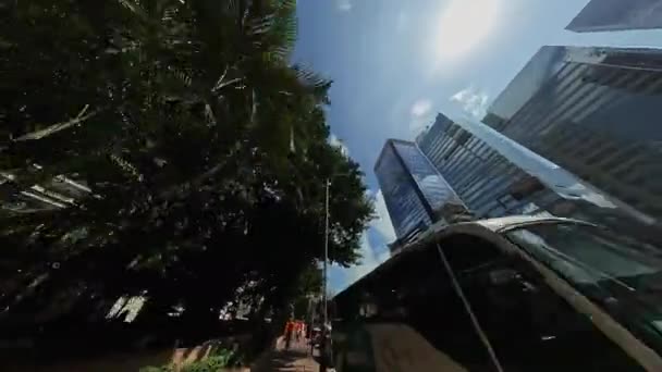 Низкоугольный Hyperlapse Центра Города Квун Тонг Площади Ман Большой Центральной — стоковое видео