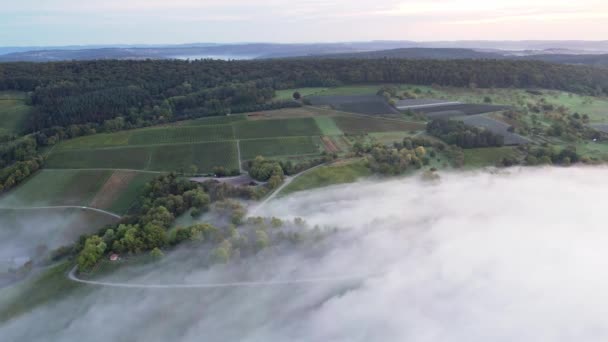 Alemania Remstal Valley Drone Shot Flight Rural Landscape Clouds Autumn — Vídeo de stock
