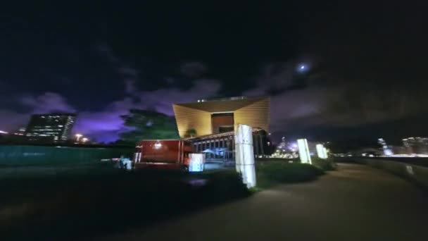 香港宮殿博物館と香港のIccタワーの夜の超絶 — ストック動画