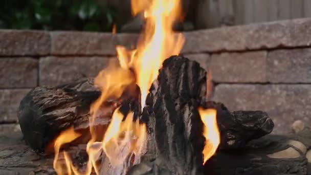 Ogień Patio Carmel Garden Pochylając Się Strasznego Gargulca — Wideo stockowe