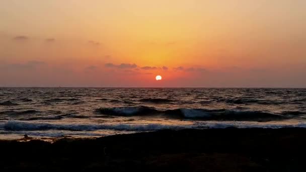 Kıbrıs Paphos Güzel Günbatımları Akdeniz Okyanus Sularının Ufuklarında Batıyor — Stok video