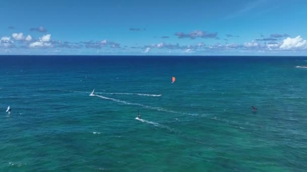 Maui Hawaii Abd Rüzgar Sörfü Uçurtma Cenneti Okipa Plajının Hava — Stok video