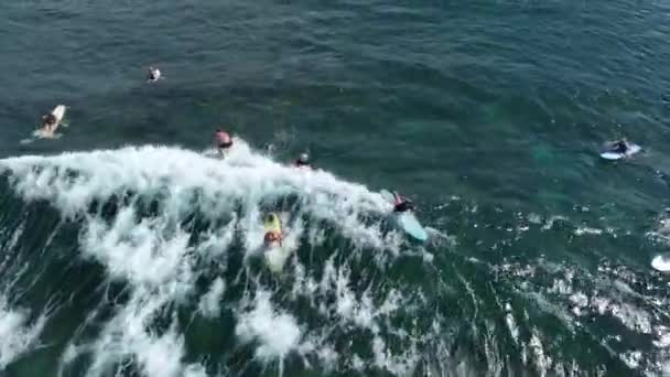 Aerial Ludzie Tłoczą Okipa Beach Światowej Sławy Miejsce Surfowania Maui — Wideo stockowe