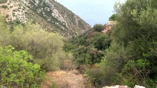 Paesaggio Mediterraneo Durante Escursione Montagna Del Sentiero Nietzsche Francia Inclinazione — Video Stock