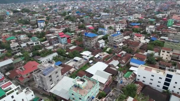 Colpo Aereo Della Casa Della Costruzione Imphal Manipur India — Video Stock