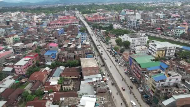 Drone Aereo Colpito Autostrada Vicino Mercato Imphal Manipur India — Video Stock