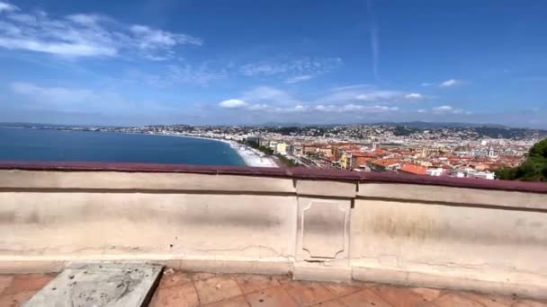 Promenade Des Anglais Sommer Von Einem Aussichtspunkt Des Burgberges Von — Stockvideo