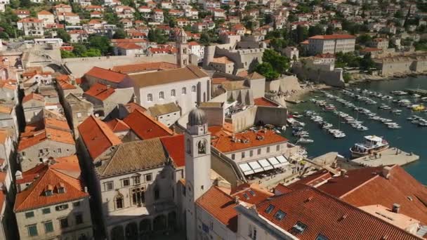 Vista Aerea Rotante Sul Centro Storico Dubrovnik Porto — Video Stock