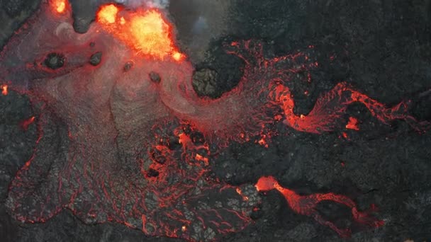 Vulcão Ativo Que Irrompe Lava Magma Islândia Fagradalsfjall 2022 Areal — Vídeo de Stock