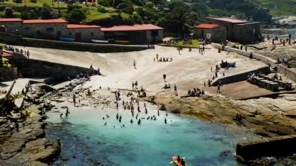 아크가 사람들 수영하는 헤르마누스 하버에 재입국하다 각도에서 — 비디오