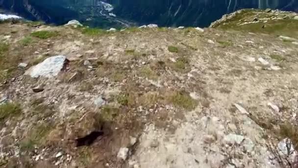 Mirador Panorámico Con Vistas Ciudad Chamonix Francia Tiro Con Dron — Vídeos de Stock