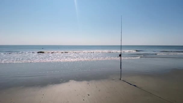 Рыбалка Серфинга Острове Хилтон Хед Северной Каролине — стоковое видео