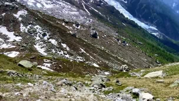 Scenic Aiguille Midi Mountain Seen Plan Aiguille Gondola Lift Station — Stock Video