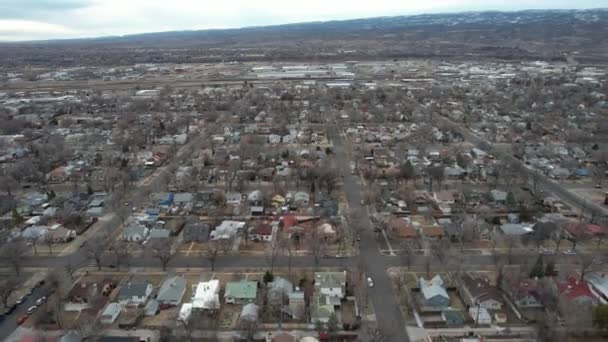 Flygfoto Över Grand Junction Usa Bostadsområde Kalla Höstdagen — Stockvideo