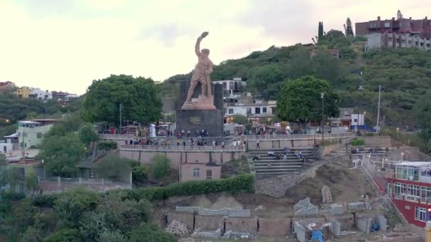 Aerea Splendida Vista Panoramica Dell Iconica Statua Guanajuato Del Centro — Video Stock