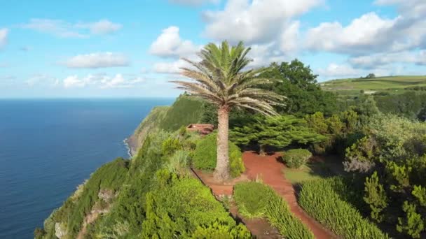 Luchtfoto Van Majestic Coastline Miguel Island Azoren — Stockvideo