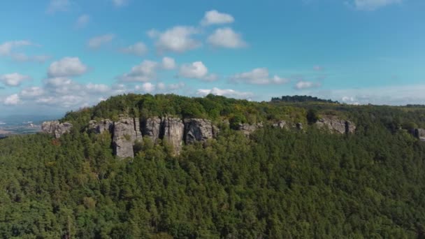 Aerial View Sandstone Rock Formation Drabske Svetnicky Bohemian Paradise — Stock Video