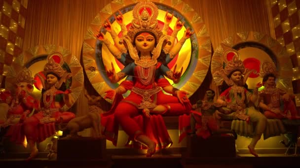 Nyugat Bengál Legnagyobb Fesztiválja Durga Puja Durga Thakur Bálványával Durgapujo — Stock videók