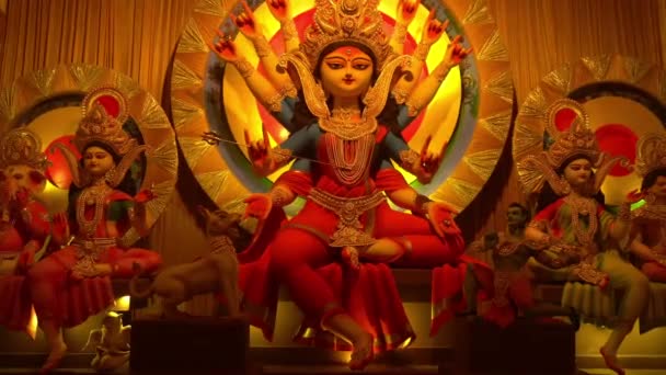 Das Größte Fest Westbengals Ist Durga Puja Mit Dem Idol — Stockvideo