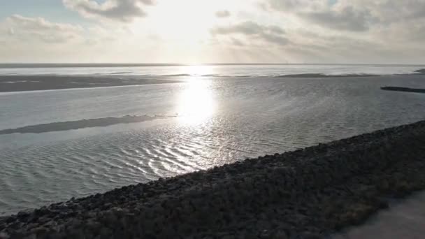 Flygdrönare Skott Watt Med Solnedgång Vid Nordsjön — Stockvideo