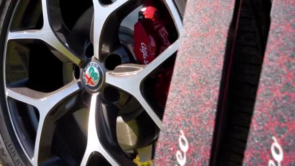 Alfa Romeo Wheel Gimbal Spin Skis Cinematic Product — Stock Video