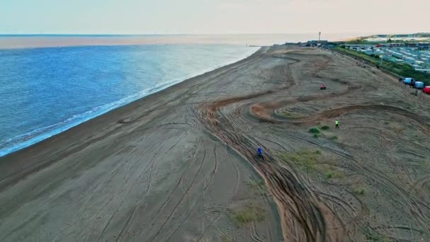 Imágenes Drones Una Playa Lincolnshire Con Drones Que Muestran Mar — Vídeos de Stock
