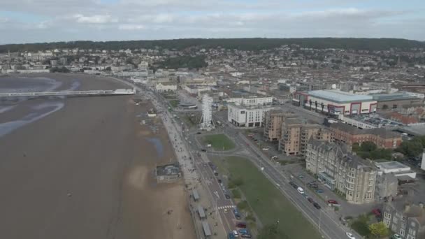 Aerial View Weston Super Mare Drone Moving Forward Camera Moving — Stock Video