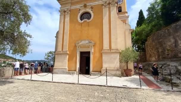 Neo Classical Building Church Our Lady Assumption Eze France Tilt — Stock Video