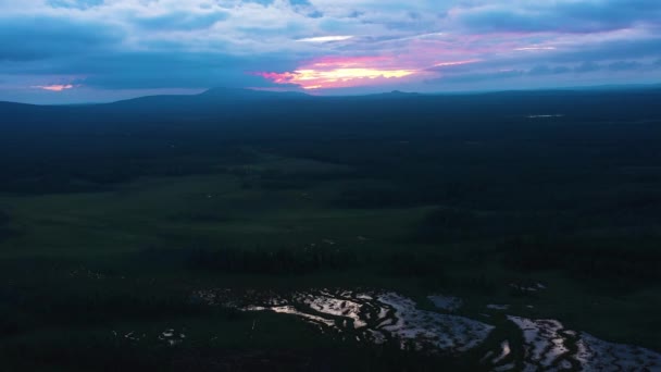 Pemandangan Udara Matahari Terbenam Lembah Kiimaselk Finlandia — Stok Video