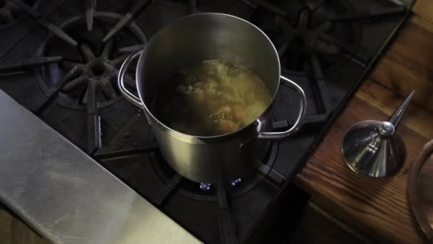 Çiftlik Evindeki Mutfakta Saksıyı Ocağa Koy — Stok video
