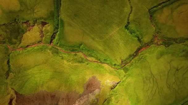 Вид Воздуха Реку Протекающую Горном Каньоне Исландии — стоковое видео