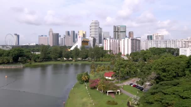 Kallang Parkのシンガポールの住宅建築物の空中ドーリービュー — ストック動画