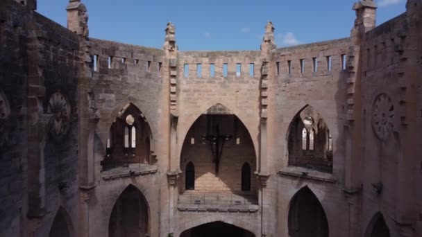 Exterior Interior Único Catedral Inacabada Iglesia Nova España — Vídeos de Stock