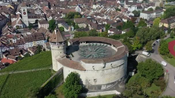 360 Wide Angle Pan Munot Artillery Fortress Schaffhausen Swizerland — Stock Video