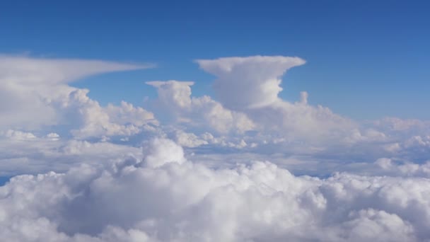 Awan Mengambang Langit Biru Dari Pesawat — Stok Video
