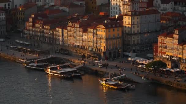 Сансет Вид Старого Міста Порту Португалії — стокове відео