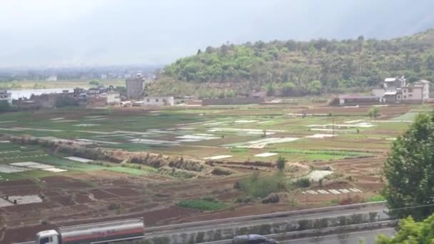 Vista Dal Finestrino Treno Corsa Kunming Yunnan Cina Video — Video Stock