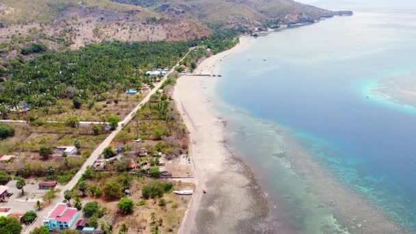 Rising Aerial Drone View Remote Tropical Atauro Island Landscape Dusty — 비디오