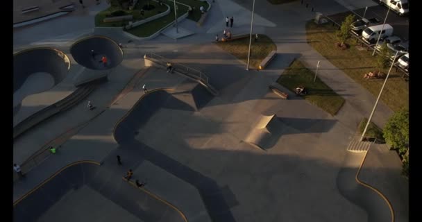 Vue Aérienne Skate Park Pizzey Park Nouvellement Construit Lever Soleil — Video