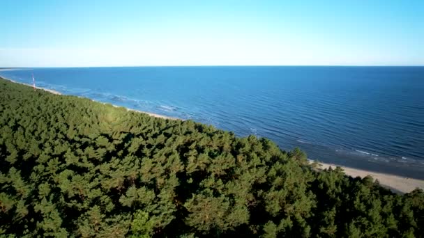 Flygfoto Orbital View Beautiful Coastline Seaside Panoramic Landskap Krynica Morska — Stockvideo