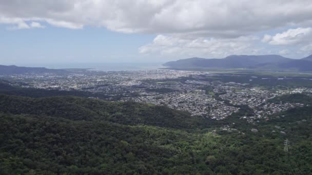 Dicht Groen Bos Uitgestrekt Landschap Aan Kust Cairns City Queensland — Stockvideo