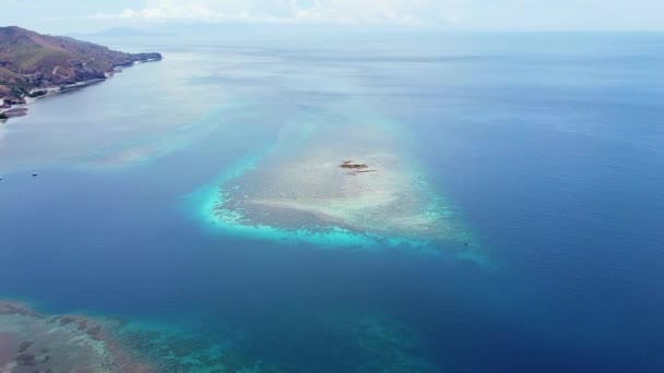 Dron Powietrzny Wznoszący Się Myślą Ekosystemie Rafy Koralowej Odległej Tropikalnej — Wideo stockowe