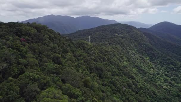 Transmissietoren Beboste Berg Cairns Region Queensland Australië Vanuit Lucht — Stockvideo