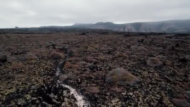 Vista Aérea Campos Vulcânicos Nebulosos Lanzarote — Vídeo de Stock