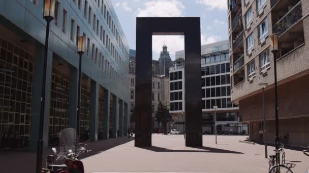 Rotterdam Şehir Merkezindeki Bir Kemer Yolundan Yukarı Doğru Eğimli Yavaş — Stok video