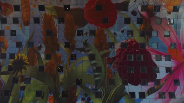 Strzał Przechyłu Świeżych Dzieł Sztuki Suficie Ścianach Market Hall Rotterdam — Wideo stockowe