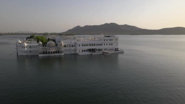 Воздушные Съемки Городе Озерный Удайпур Раджастане Индия Городской Дворец Кадров — стоковое видео