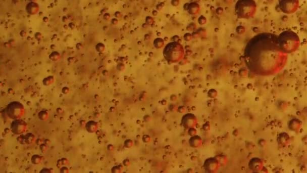 从无数个肥皂泡中渗出的液体中反射出来的红灯 — 图库视频影像