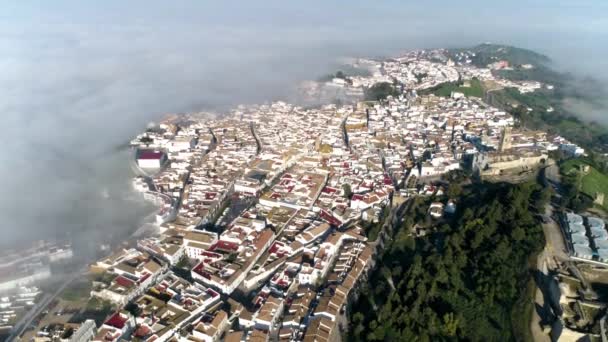 Aerial Ascending Shot Historic Old Town Medina Sidonia Cadiz Spain — Stock Video