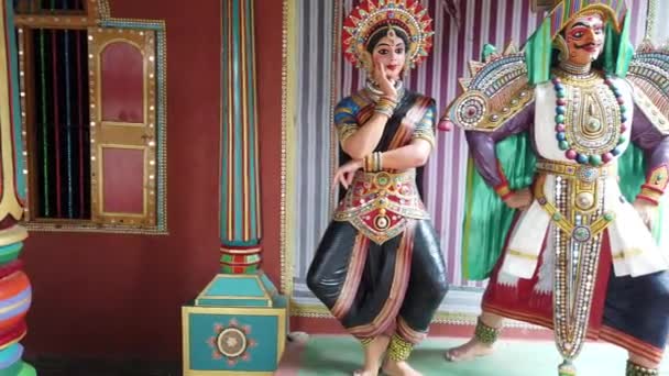 Utsikt Över Karnatakas Berömda Inhemska Fester Konst Och Kulturella Skulpturer — Stockvideo